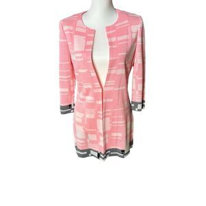 Ming Wang Toula Women’s  Pink White Black Knit  Jacket Sz X Small